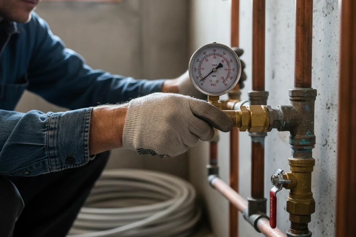 Pressure testing a repaired line during Water Line Repair in West Jordan